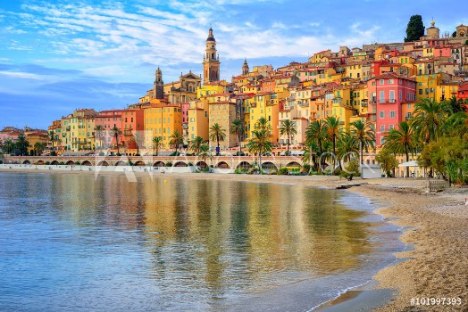 Picture of Colorful medieval town Menton on Riviera Mediterranean sea Fra